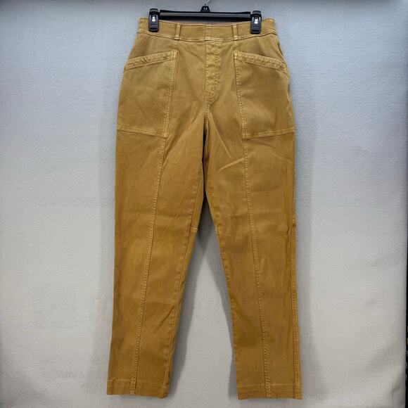 Spanx Pants Women's L Acorn Brown Straight Leg Stretch Patch Pockets Preppy EUC - Picture 1 of 14